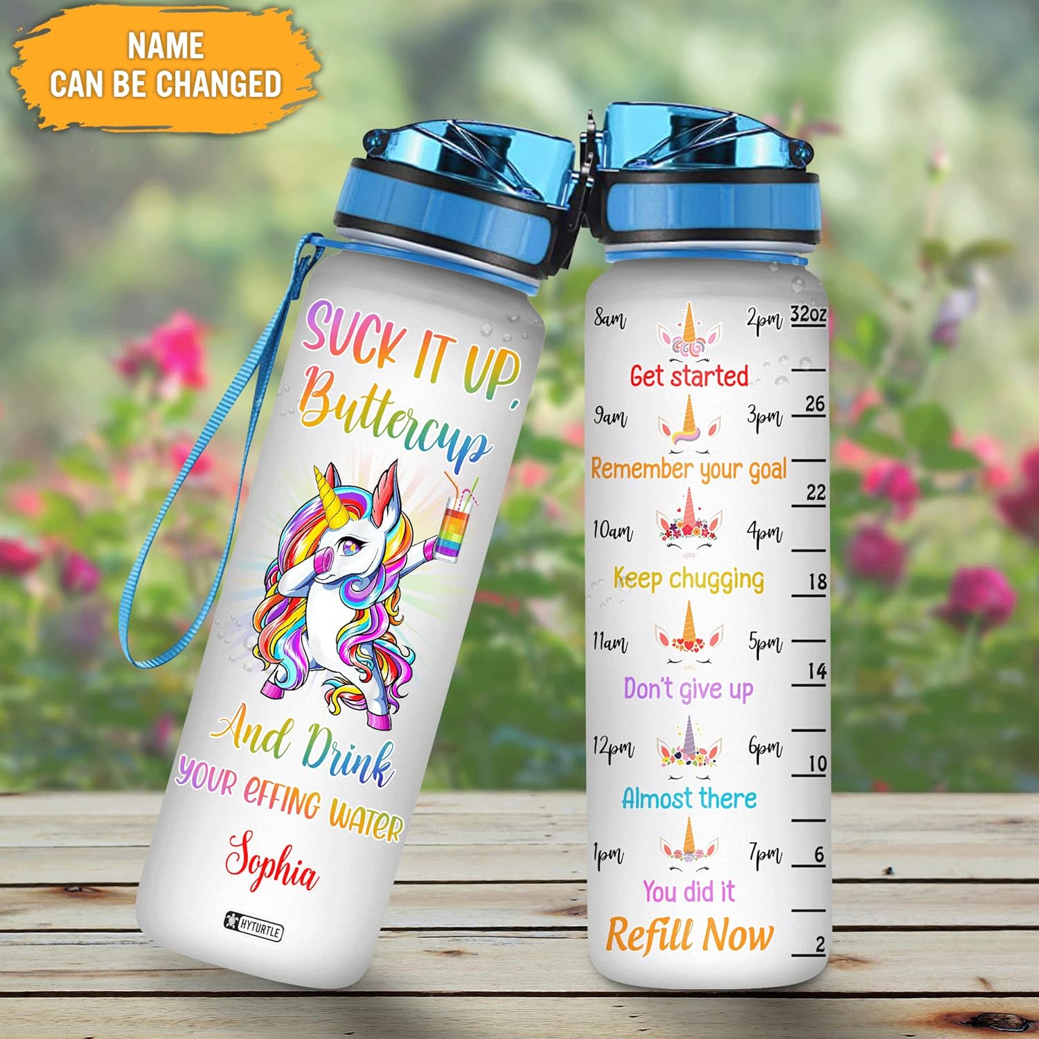 Suck It Up Buttercup - Personalized Water Tracker Bottle 32oz