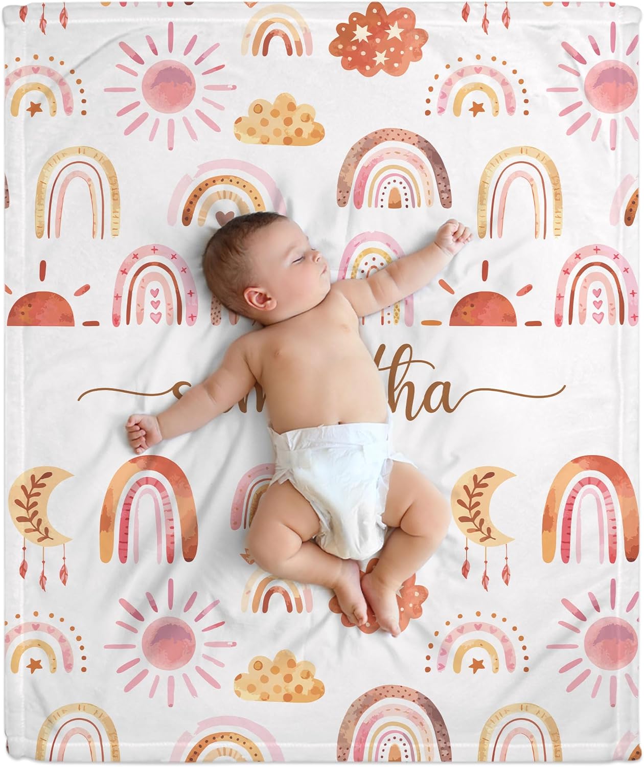 Rainbow Pattern Baby Blanket - Personalized Blanket