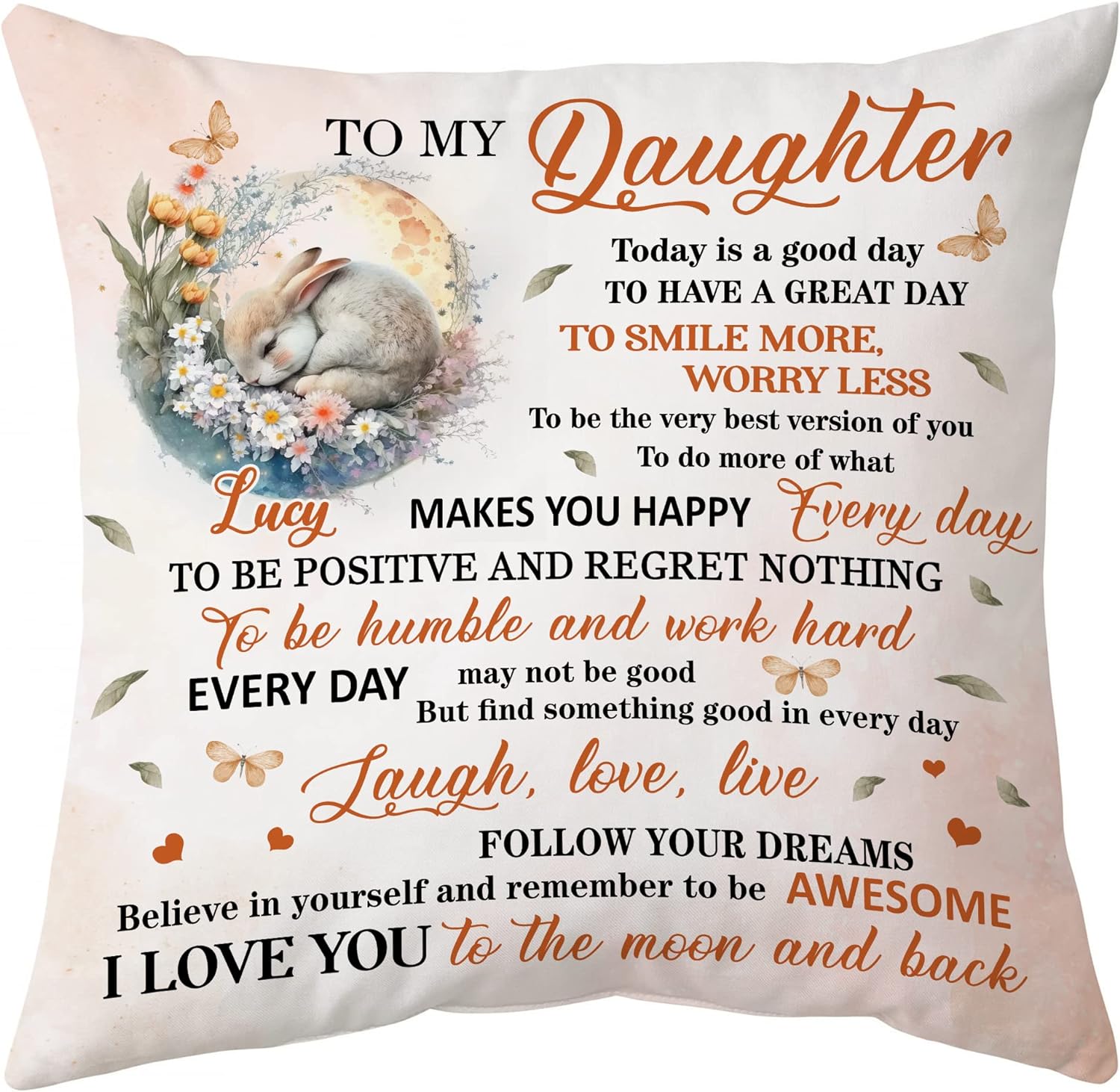 To My Daughter Rabbit - Personalized Pillow(Insert Included)