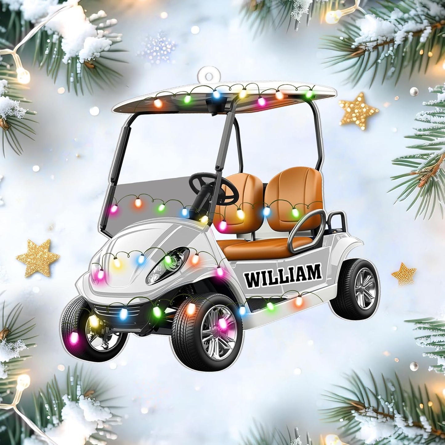 Golf Cart Cut Acrylic Ornament – Personalized Christmas Gift for Golfer, Driver, or Country Club Enthusiast