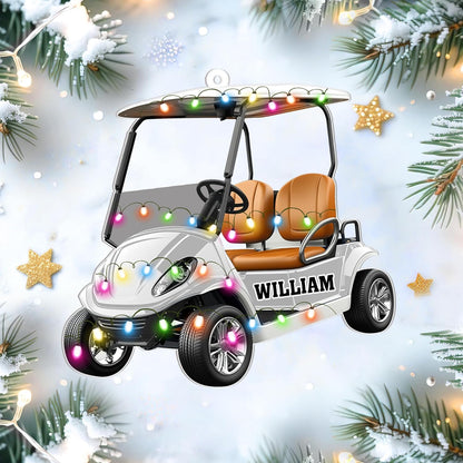 Golf Cart Cut Acrylic Ornament – Personalized Christmas Gift for Golfer, Driver, or Country Club Enthusiast