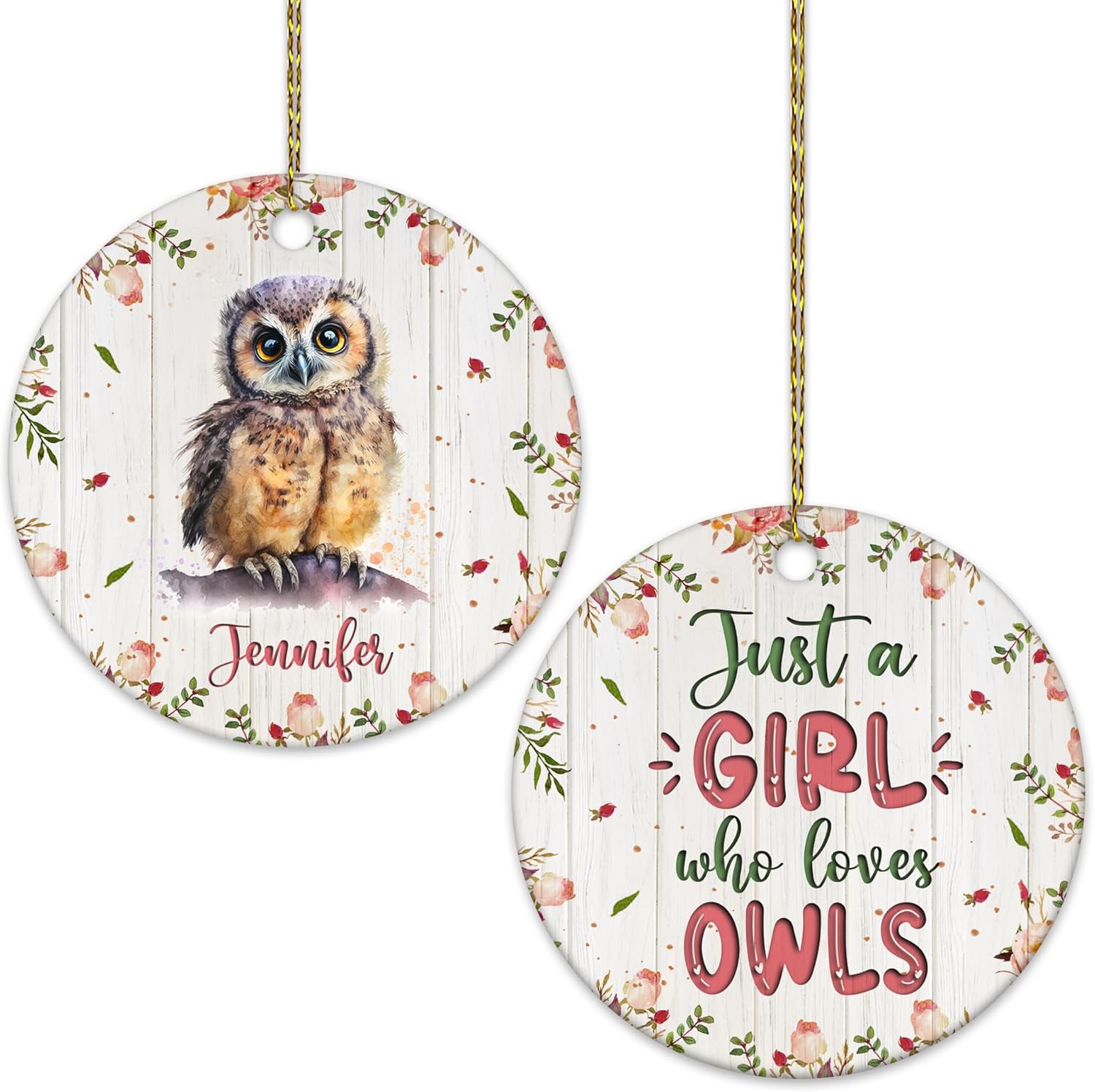 Owl Lover Ceramic Ornament  Personalized Woodland Bird Christmas Keepsake  Unique Holiday Gift Decoration for Women & Girls