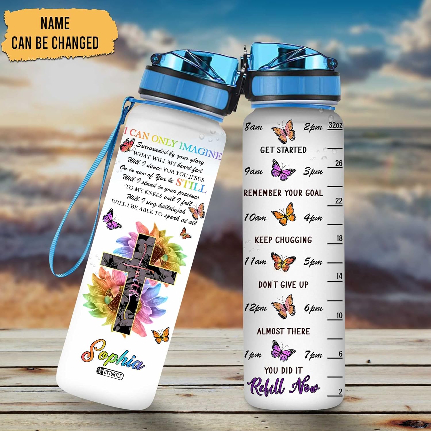 God Cross - Personalized Water Tracker Bottle 32oz