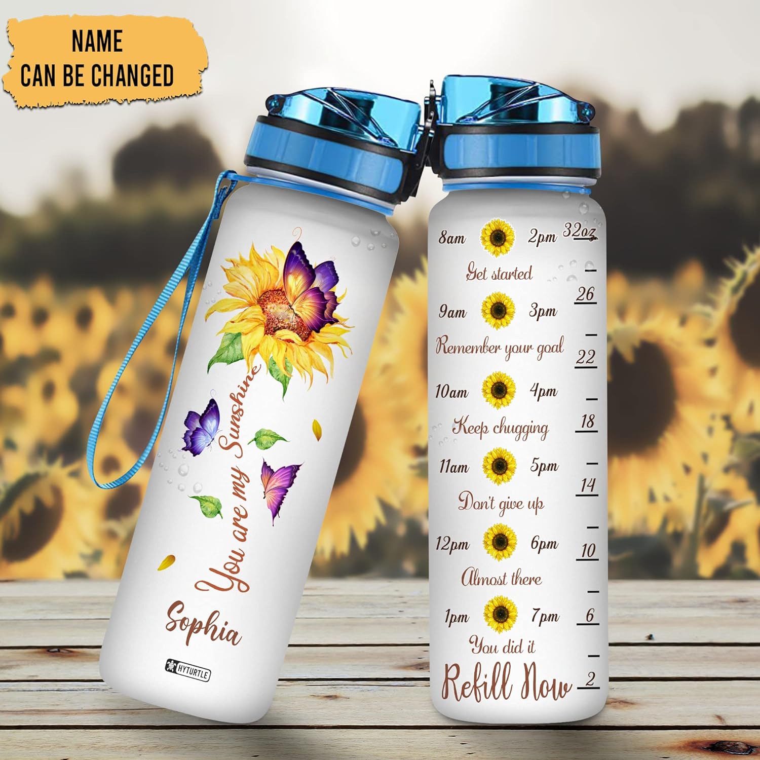 You Are My Sunshine - Personalized Water Tracker Bottle 32oz