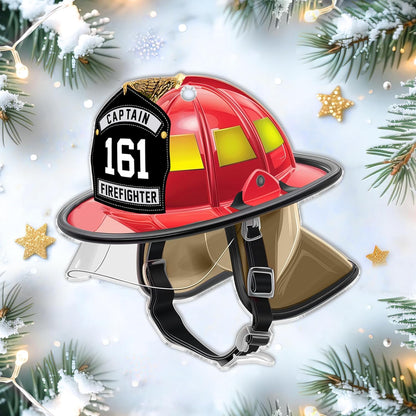 Firefighter Helmet Cut Acrylic Ornament – Personalized Christmas Gift for Fireman, Firefighter, EMT, or First Responder Hero