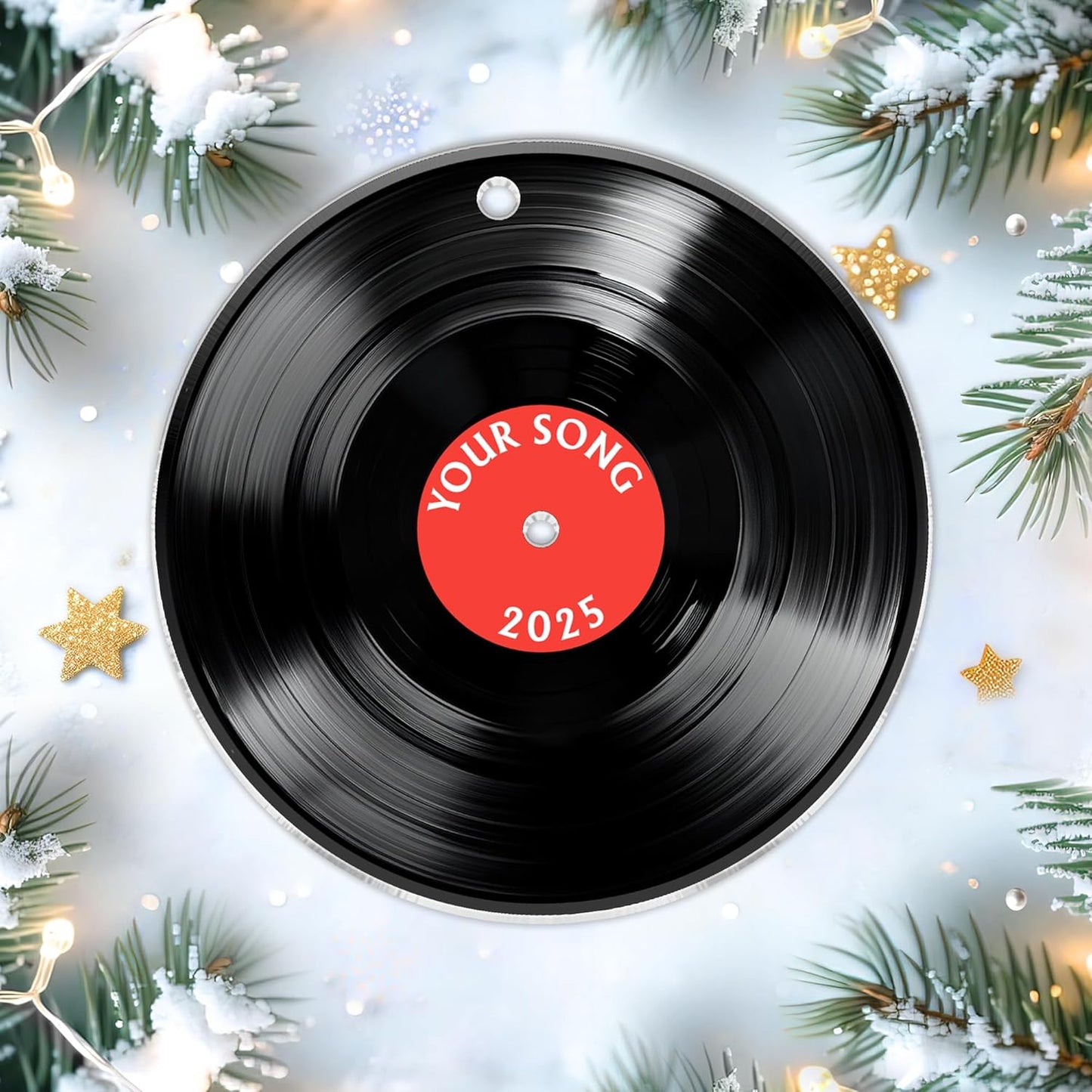 Vinyl Record Cut Acrylic Ornament – Personalized Music Christmas Gift for DJ, Musician, or Retro Lover