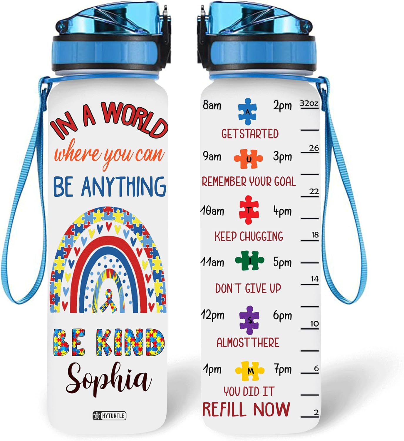 In A World Where You Can Be Anything - Personalized Water Tracker Bottle 32oz