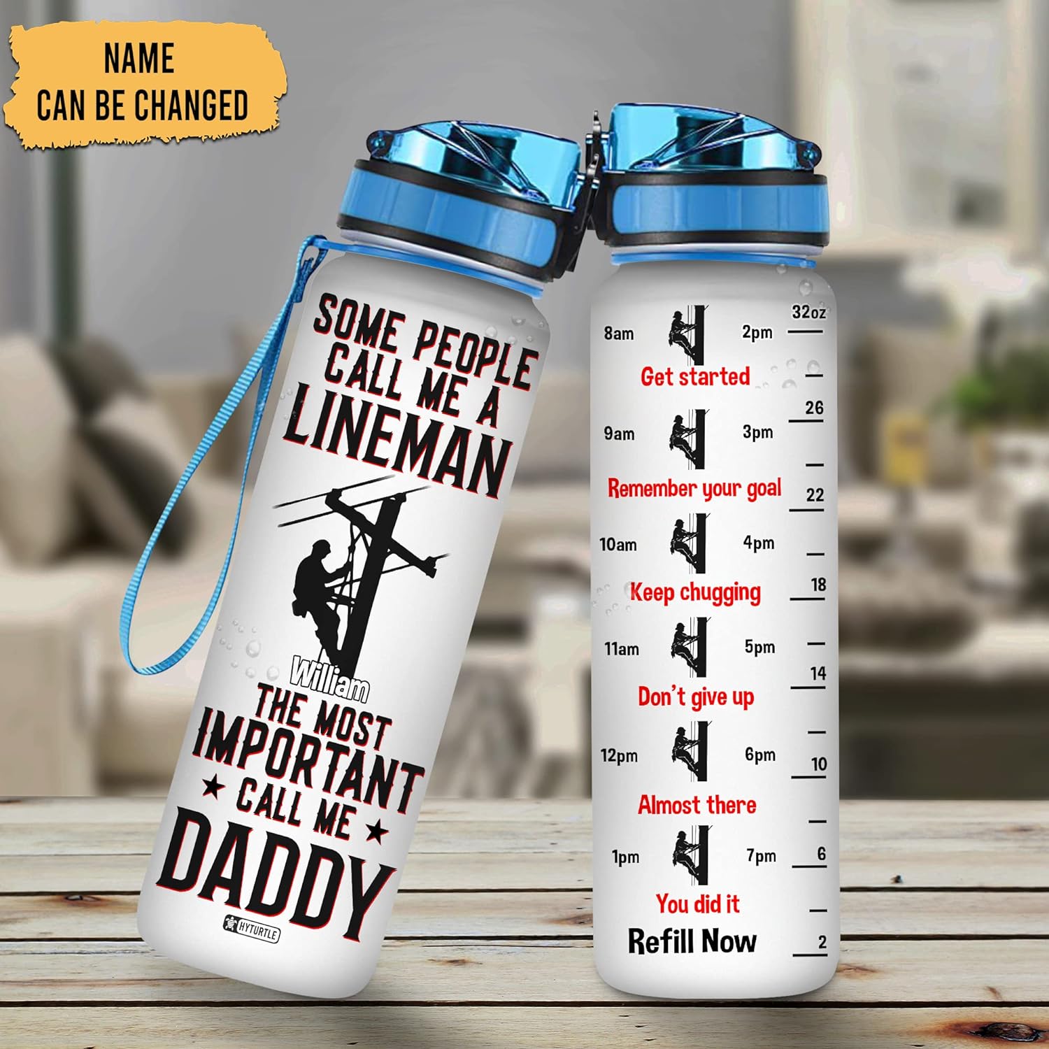 Some People Call Me A Lineman - Personalized Water Tracker Bottle 32oz