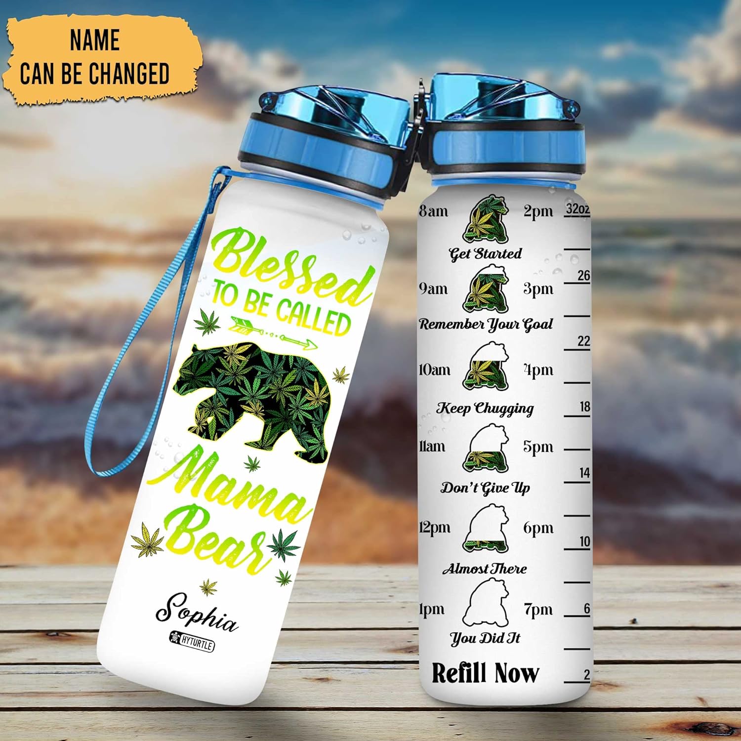 Blessed To Be Called Mama Bear - Personalized Water Tracker Bottle 32oz