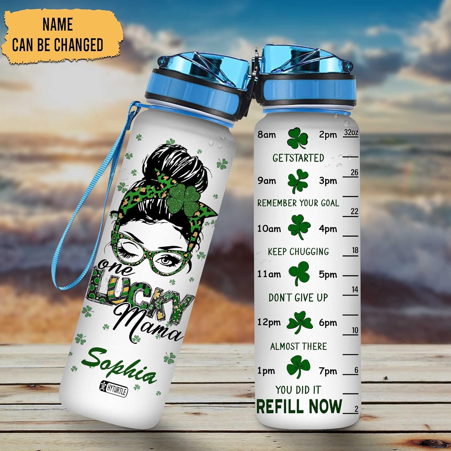 One Lucky Mama - Personalized Water Tracker Bottle 32oz