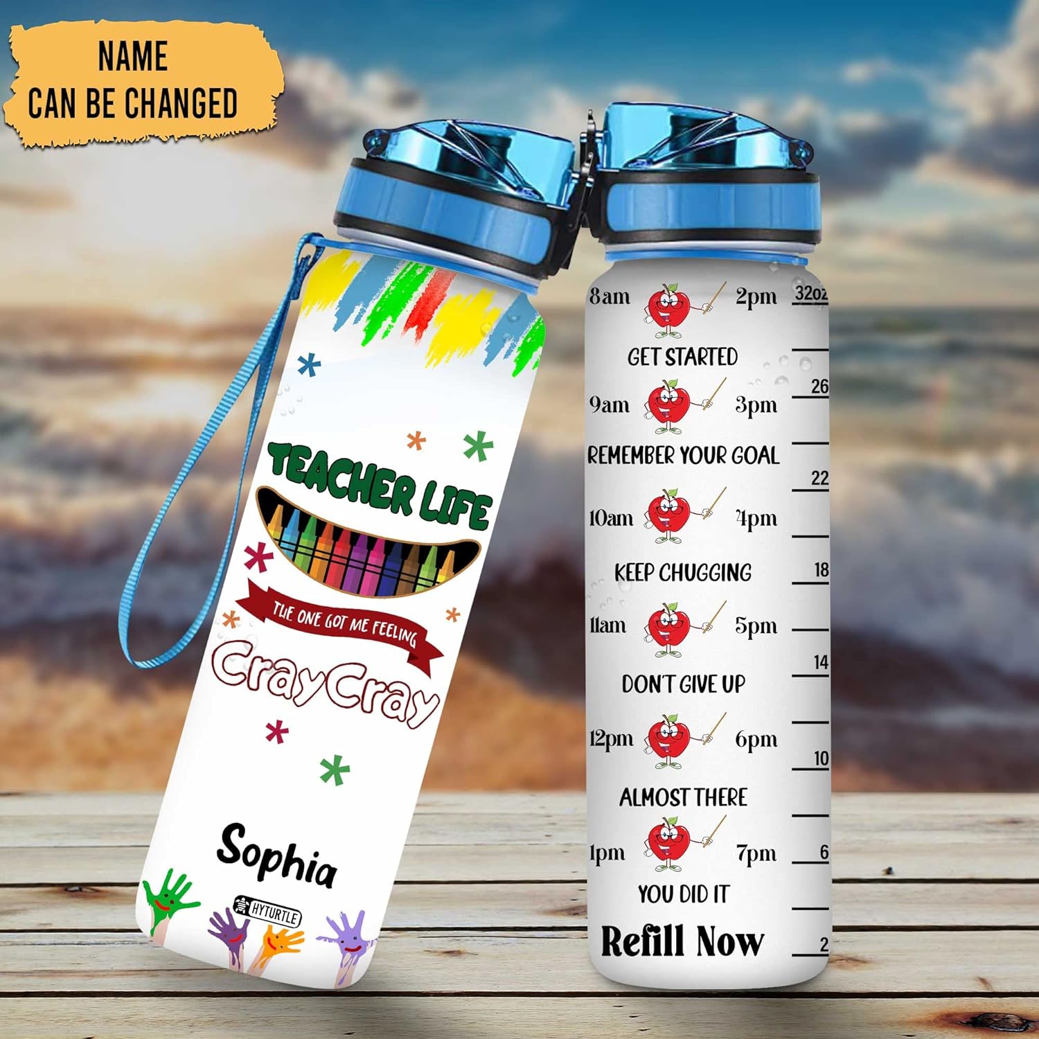 Teacher Life - Personalized Water Tracker Bottle 32oz