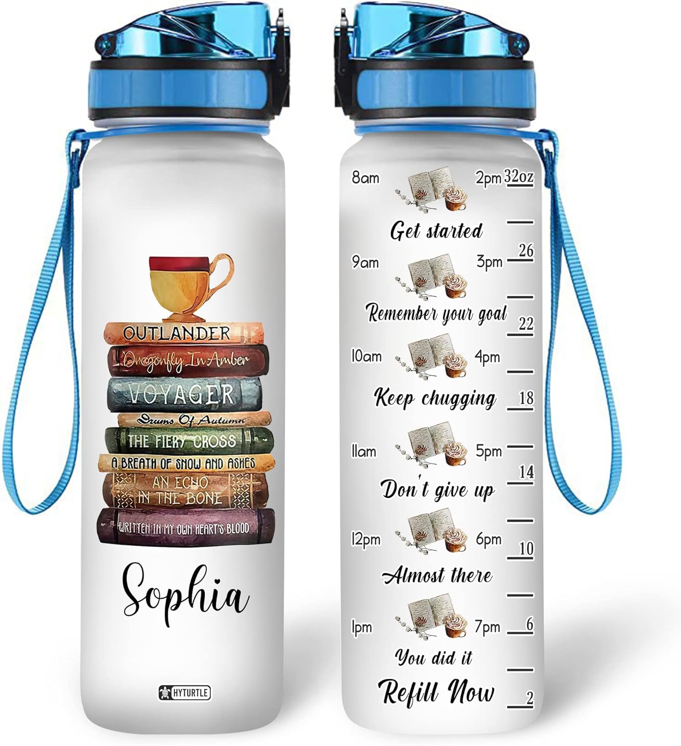 Book Theme - Personalized Water Tracker Bottle 32oz