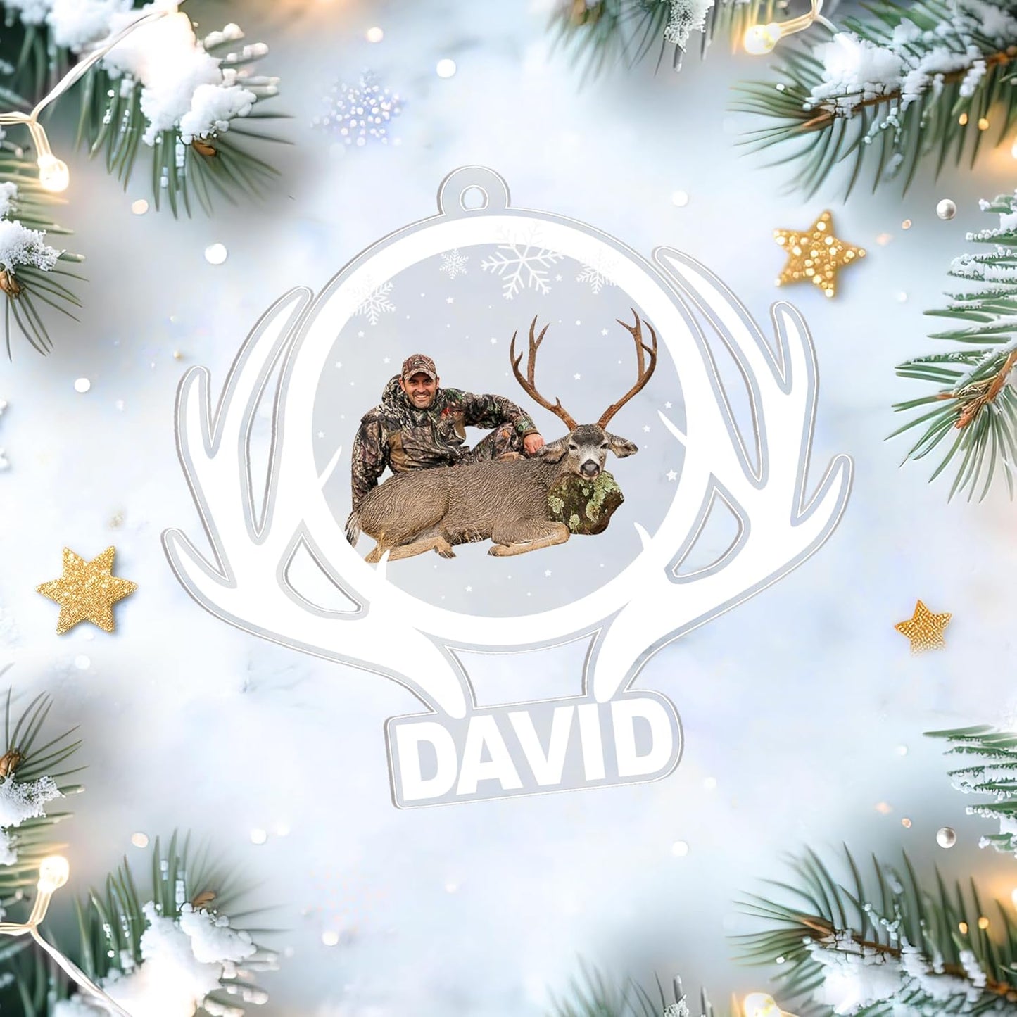 Deer Hunter Memorial Cut Acrylic Ornament – Personalized Christmas Gift for Outdoorsman, Father, or Hunter – Remembrance Tree Keepsake