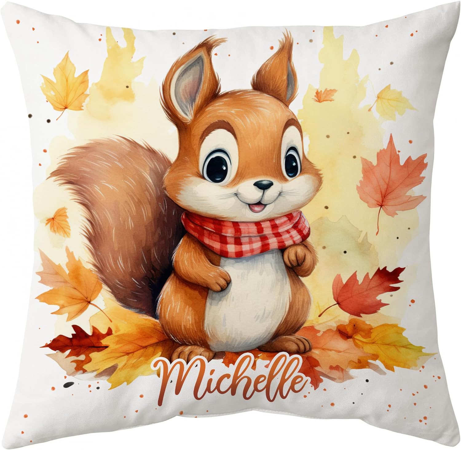 Squirrel Maple Leaves - Personalized Pillow (Insert Included)