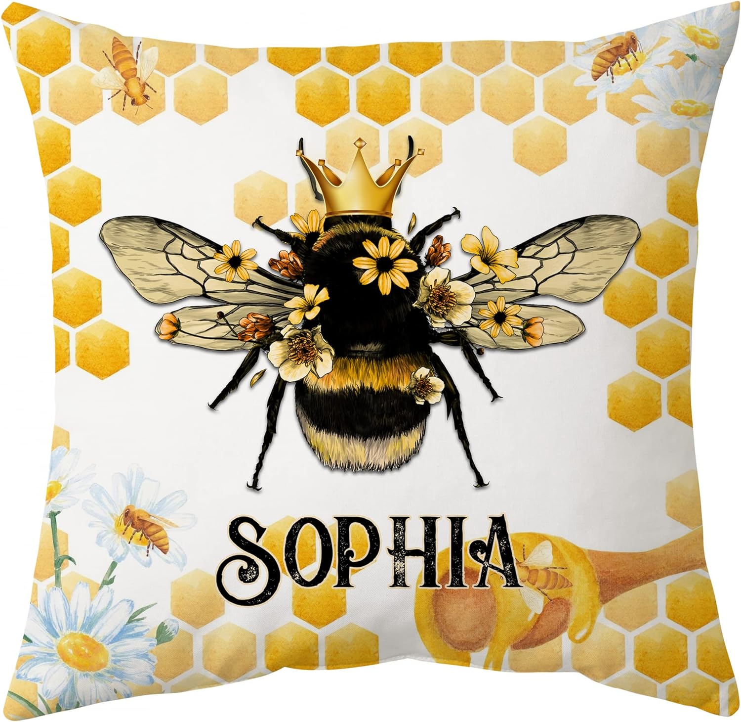 Bee Pattern - Personalized Pillow (Insert Included)