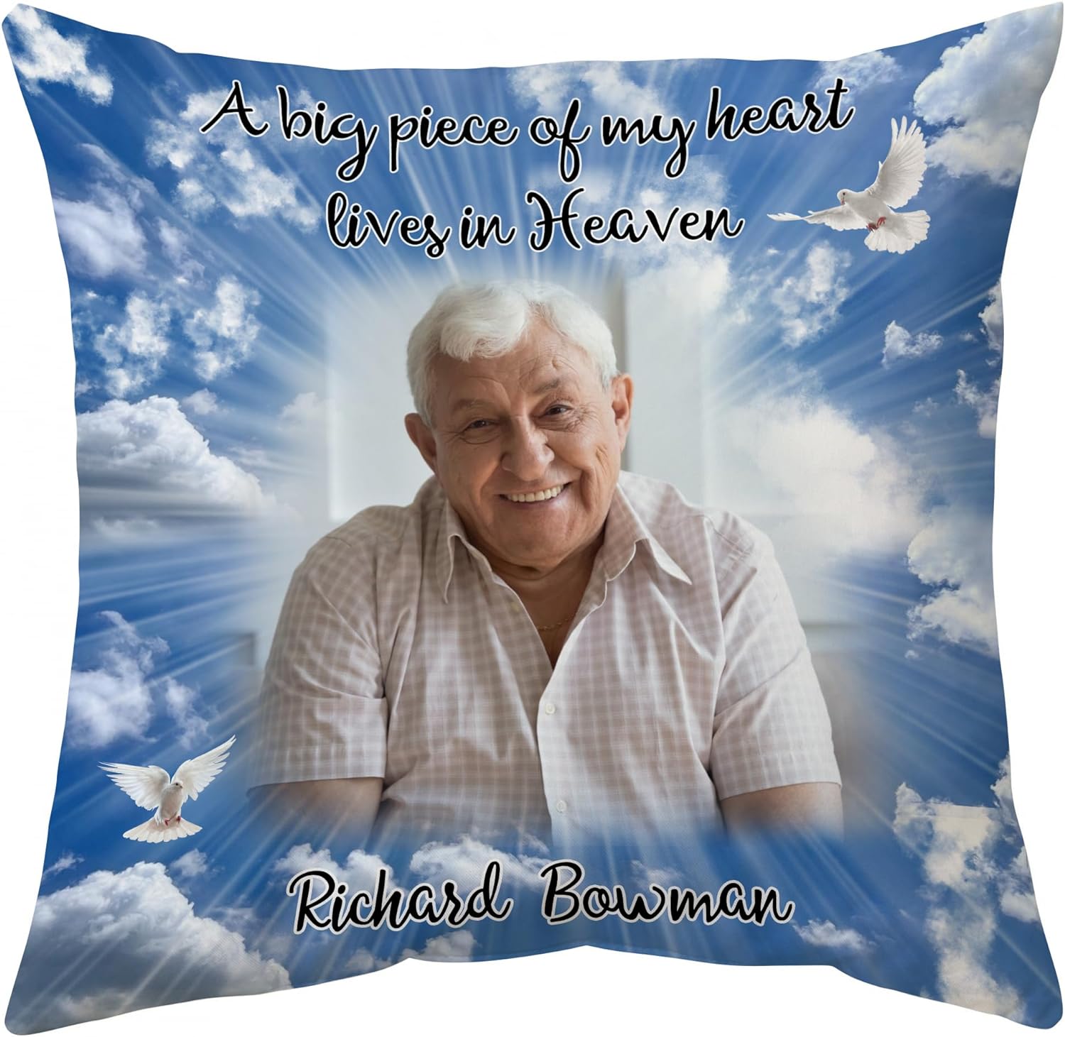 A Big Piece Of My Heart Lives In Heaven - Personalized Photo Pillow