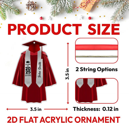 Graduation Gown Cut Acrylic Ornament – Personalized Christmas Gift for Graduate, Student, or Teacher
