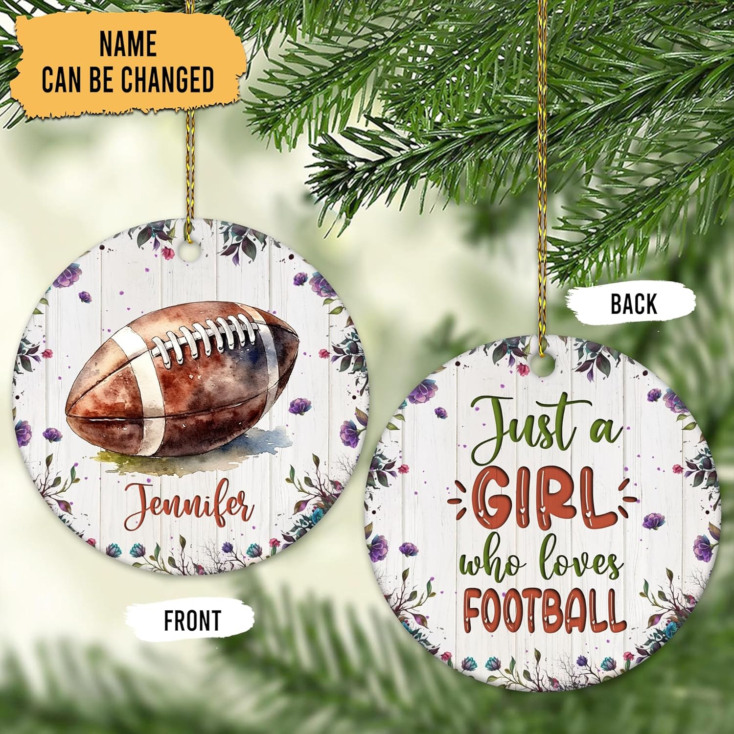 American Football Lover Ceramic Ornament  Just A Girl Who Loves Football Personalized Decoration  Sport Christmas Gift Keepsake