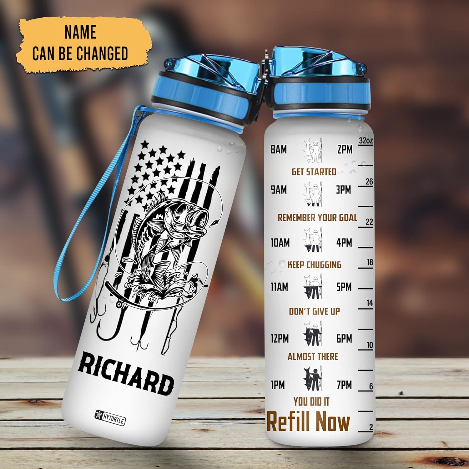 Fish Bait - Personalized Water Tracker Bottle 32oz