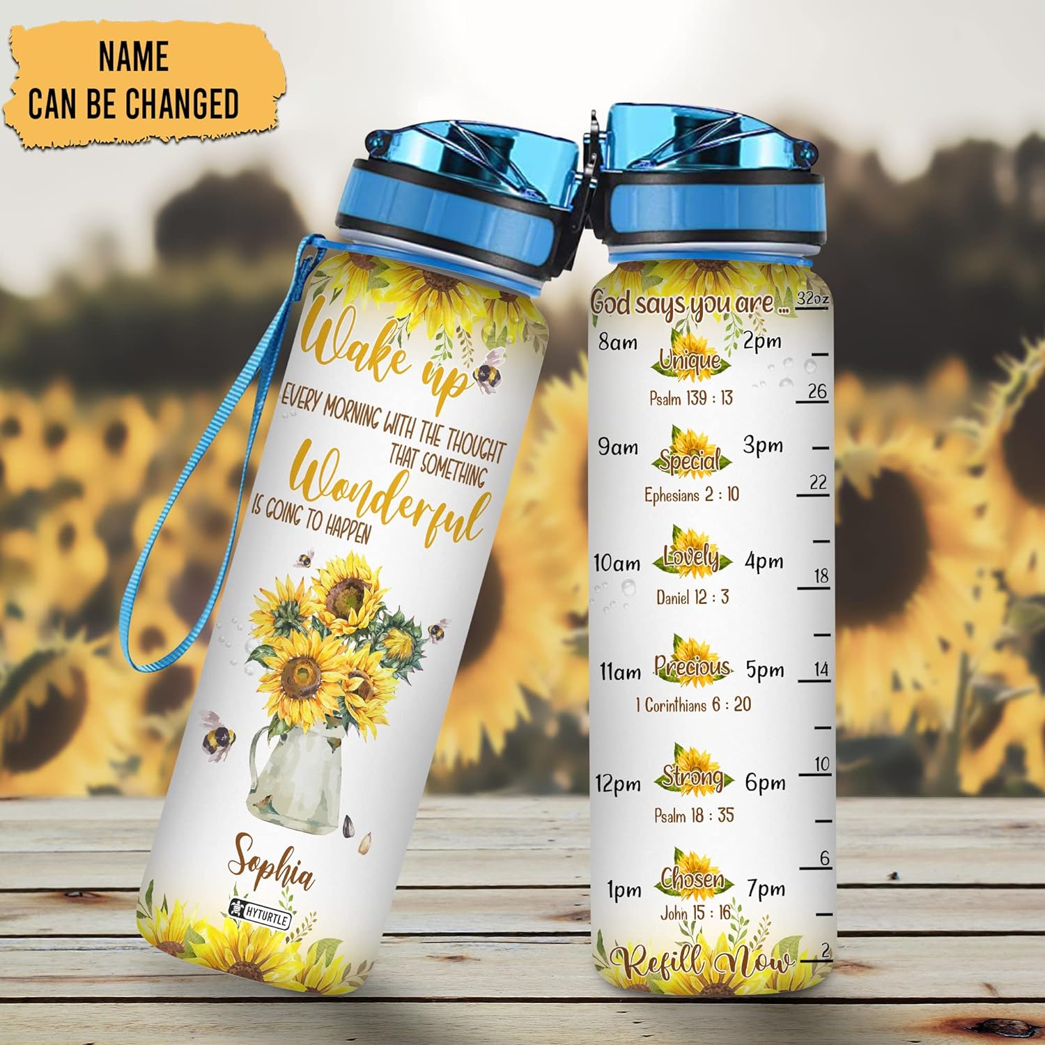 Wake Up Every Morning With The Thought That - Personalized Water Tracker Bottle 32oz