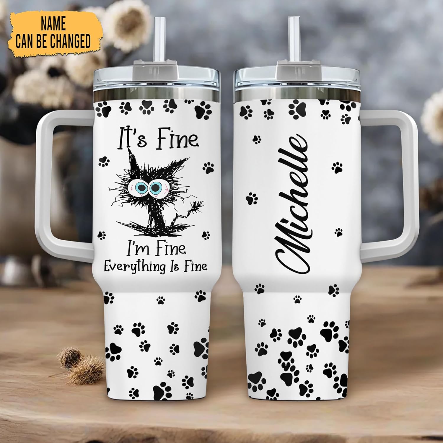 Black Cat Are My Spirit Animal - Personalized Tumbler 40oz with Straw