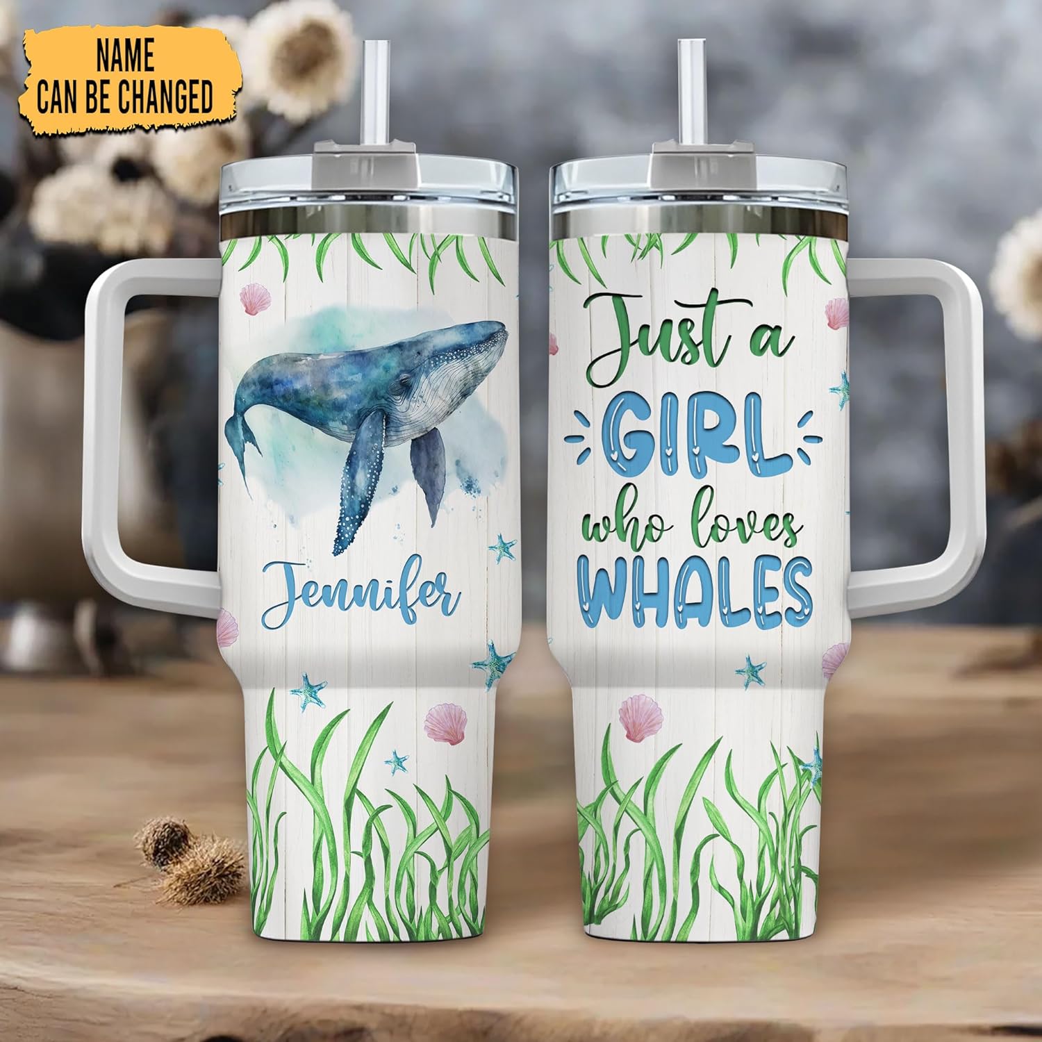 Just a Girl Who Loves Whale - Personalized Tumbler 40oz with Straw