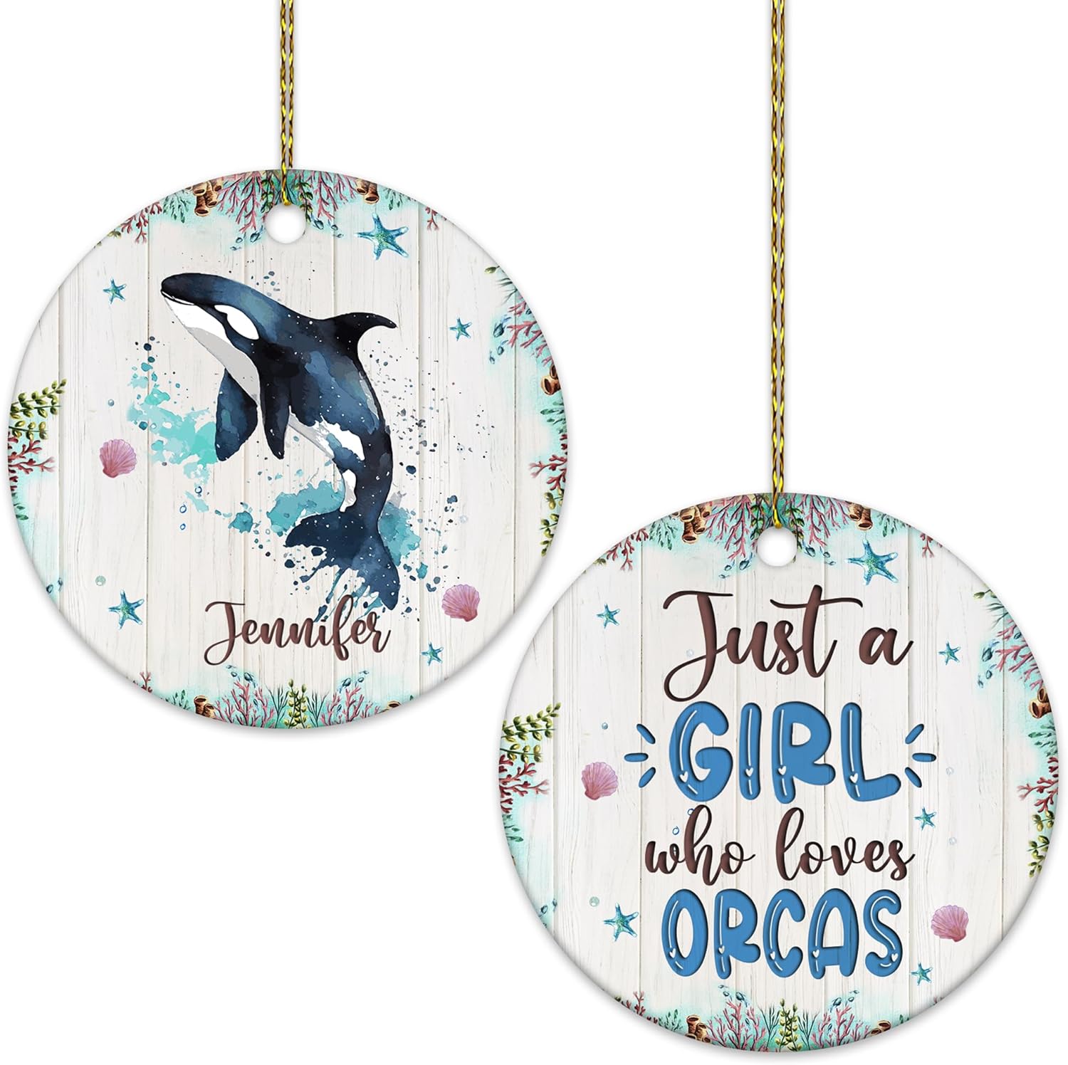 Orca Lover Ceramic Ornament  Personalized Christmas Decoration with Custom Name  Unique Sea Animal Holiday Gift