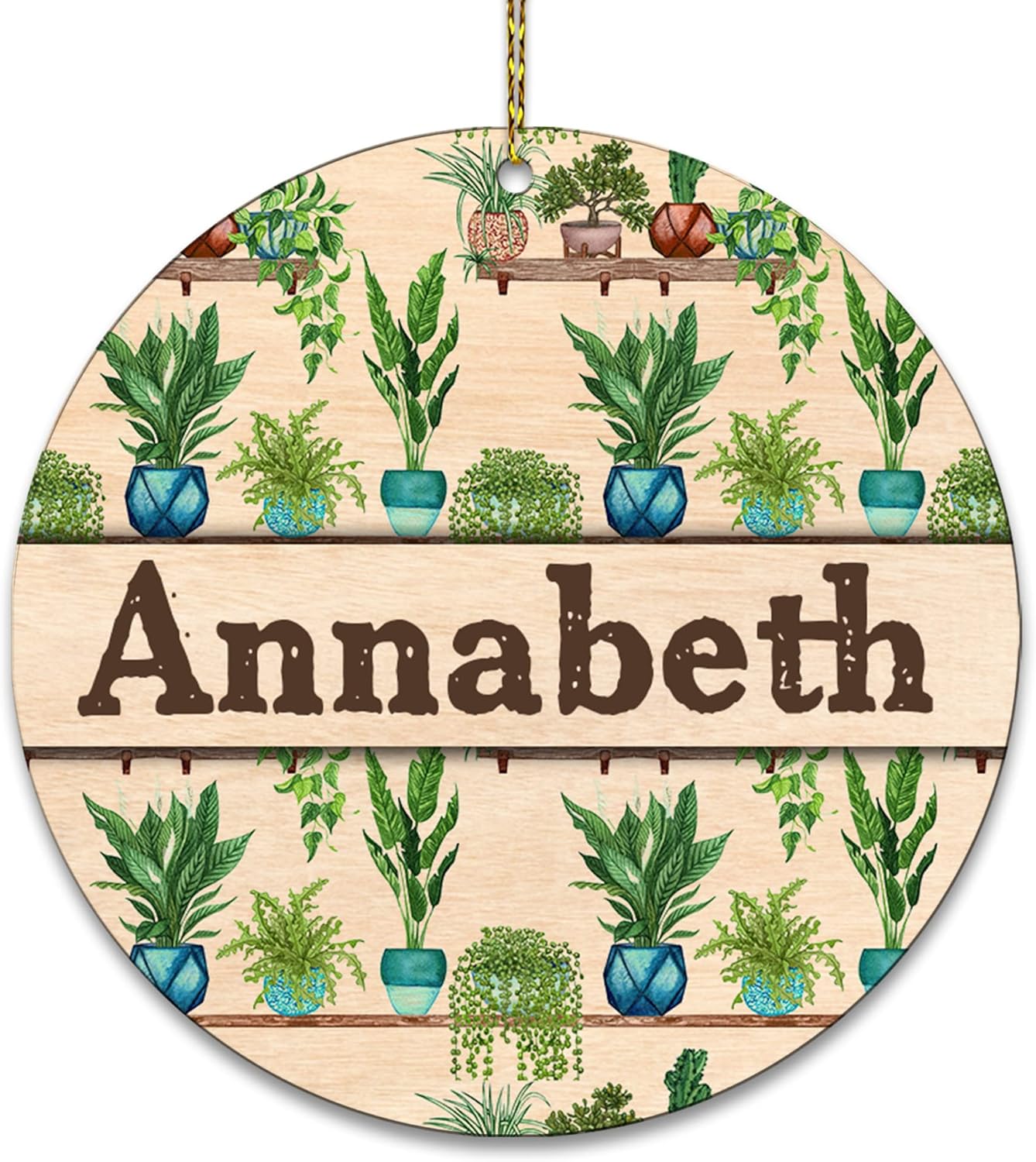 Plant Lover Shelves Ceramic Ornament – Personalized Gardening Christmas Tree Decoration Gift for Green Thumb or Nature Enthusiast – Custom Name Keepsake