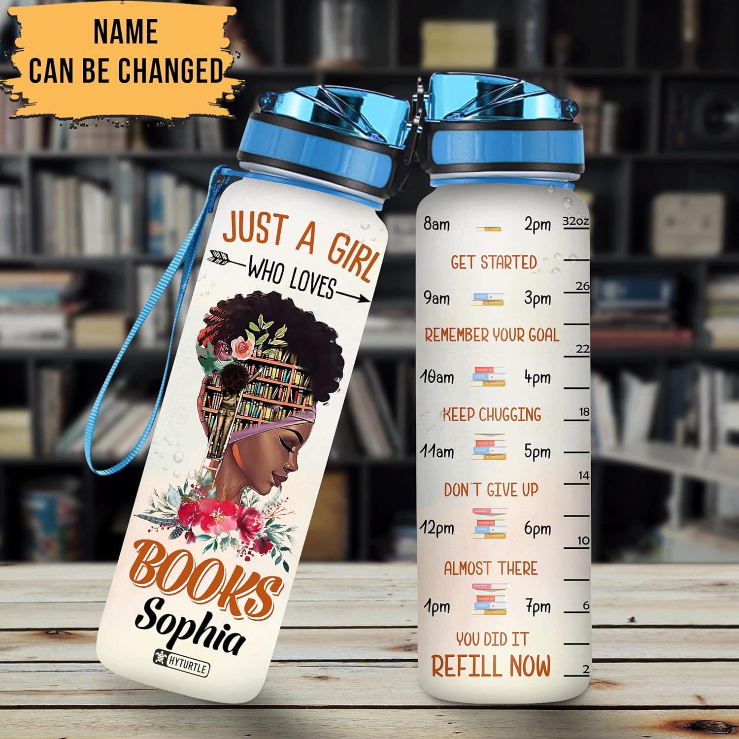 Just A Girl Who Loves Books - Personalized Water Tracker Bottle 32oz