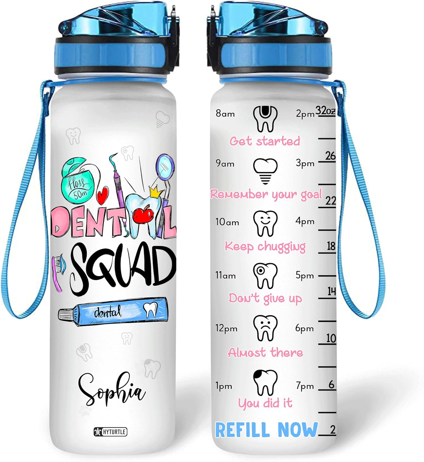 Dental Squad - Personalized Water Tracker Bottle 32oz