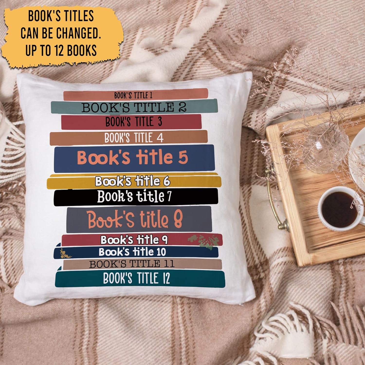 Book's Titles Pattern - Personalized Pillow (Insert Included)