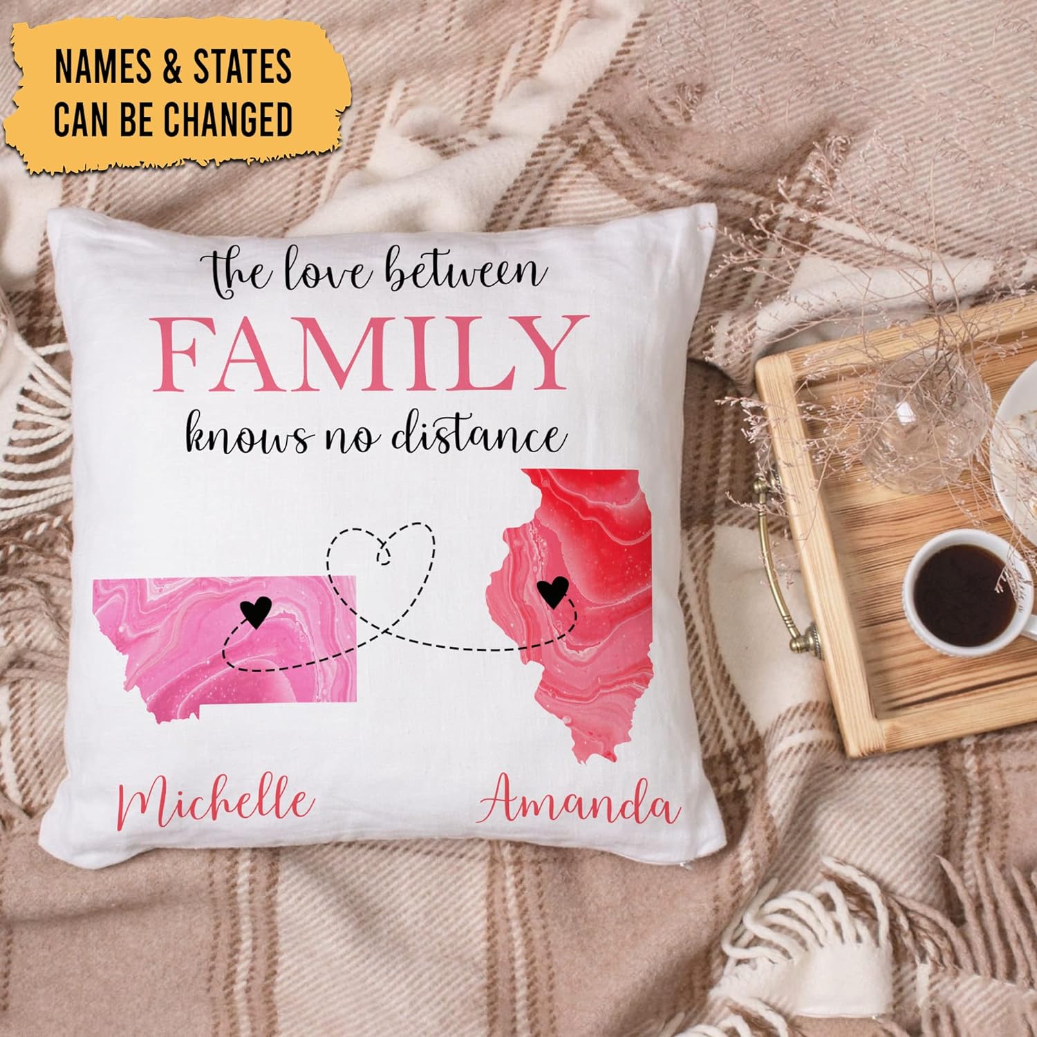 The Love Between Family Knows No Distance - Personalized Pillow (Insert Included)