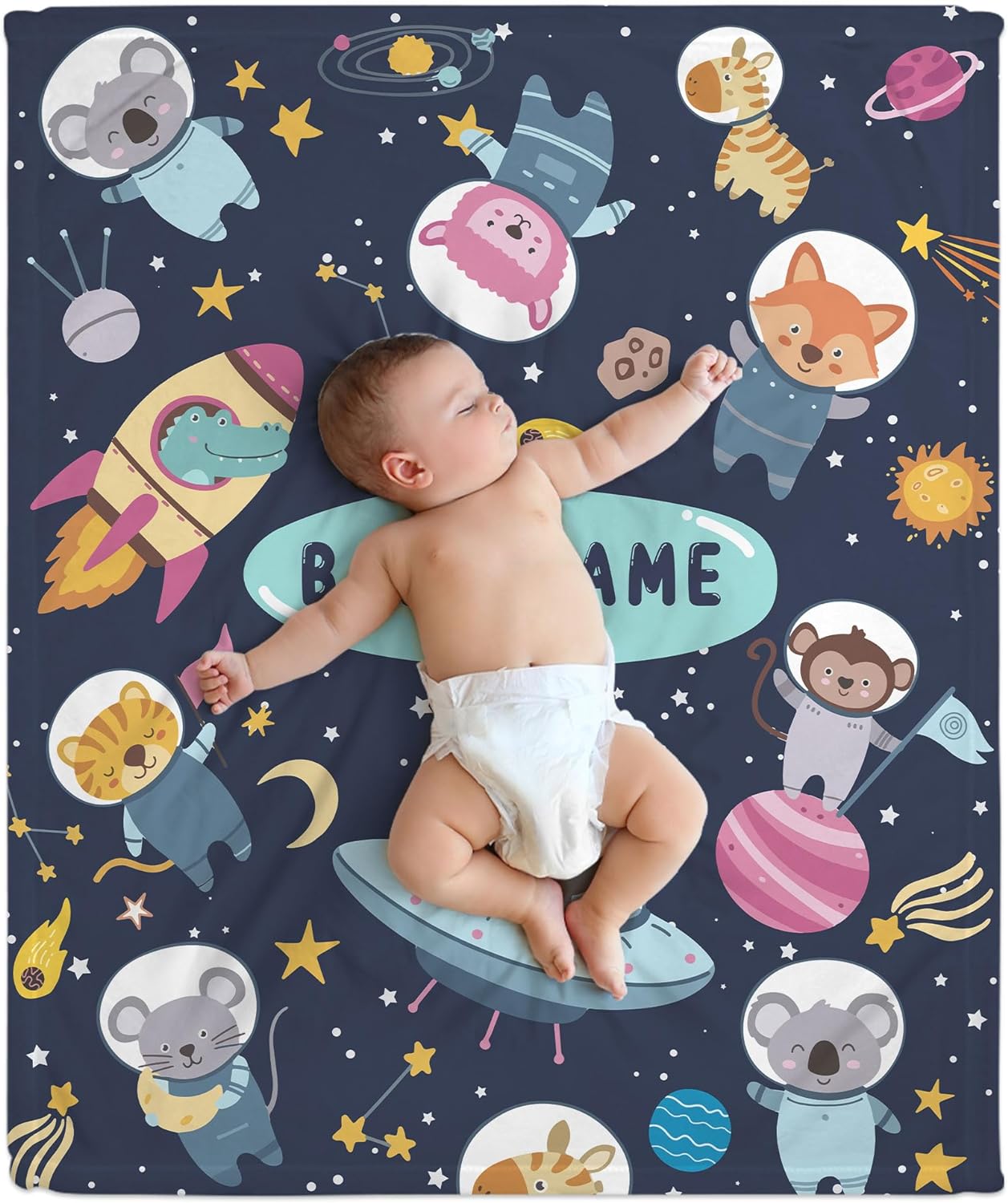 Animal Astronaut Baby Blanket - Personalized Blanket