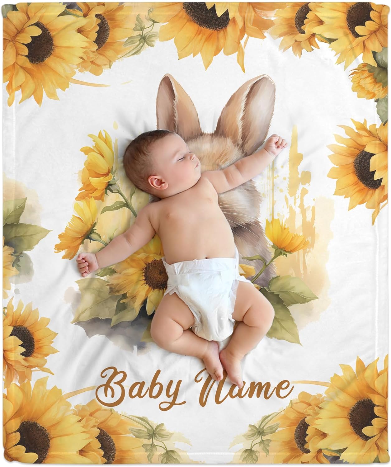 Rabbit Pattern Baby Blanket - Personalized Blanket