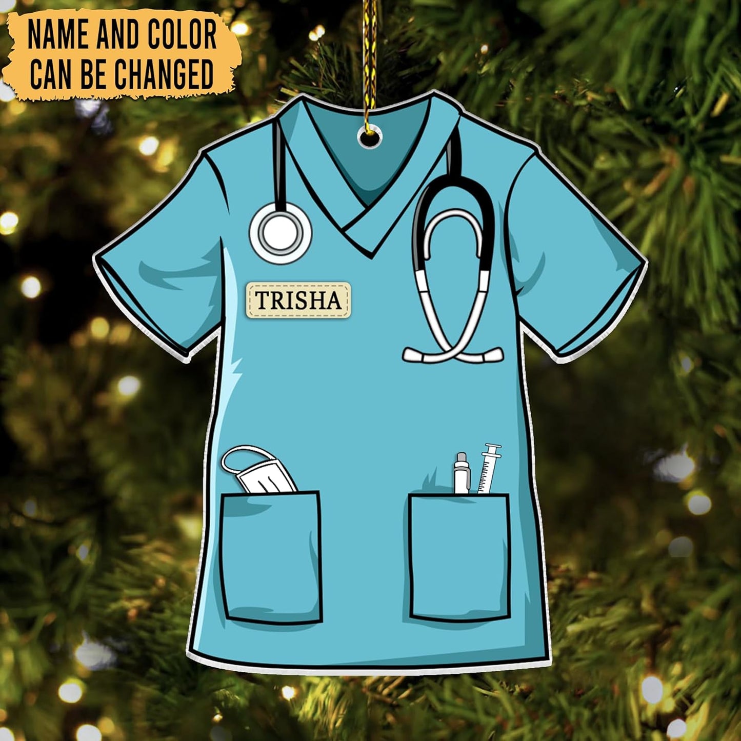 Nurse Scrub Cut Acrylic Ornament – Personalized Christmas Gift for RN, LPN, or Medical Professional