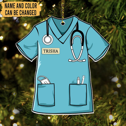 Nurse Scrub Cut Acrylic Ornament – Personalized Christmas Gift for RN, LPN, or Medical Professional