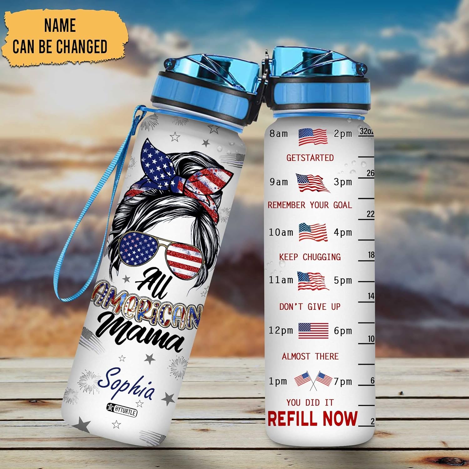 All American Mama - Personalized Water Tracker Bottle 32oz