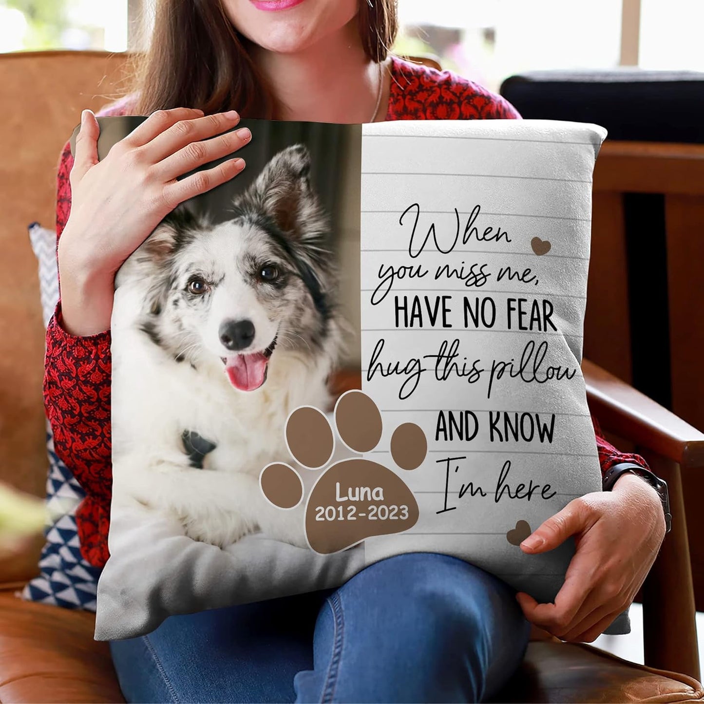 Personalized “Hug This Pillow” Pet Memorial Pillow with Insert – Custom Dog or Cat Loss Remembrance Pillow