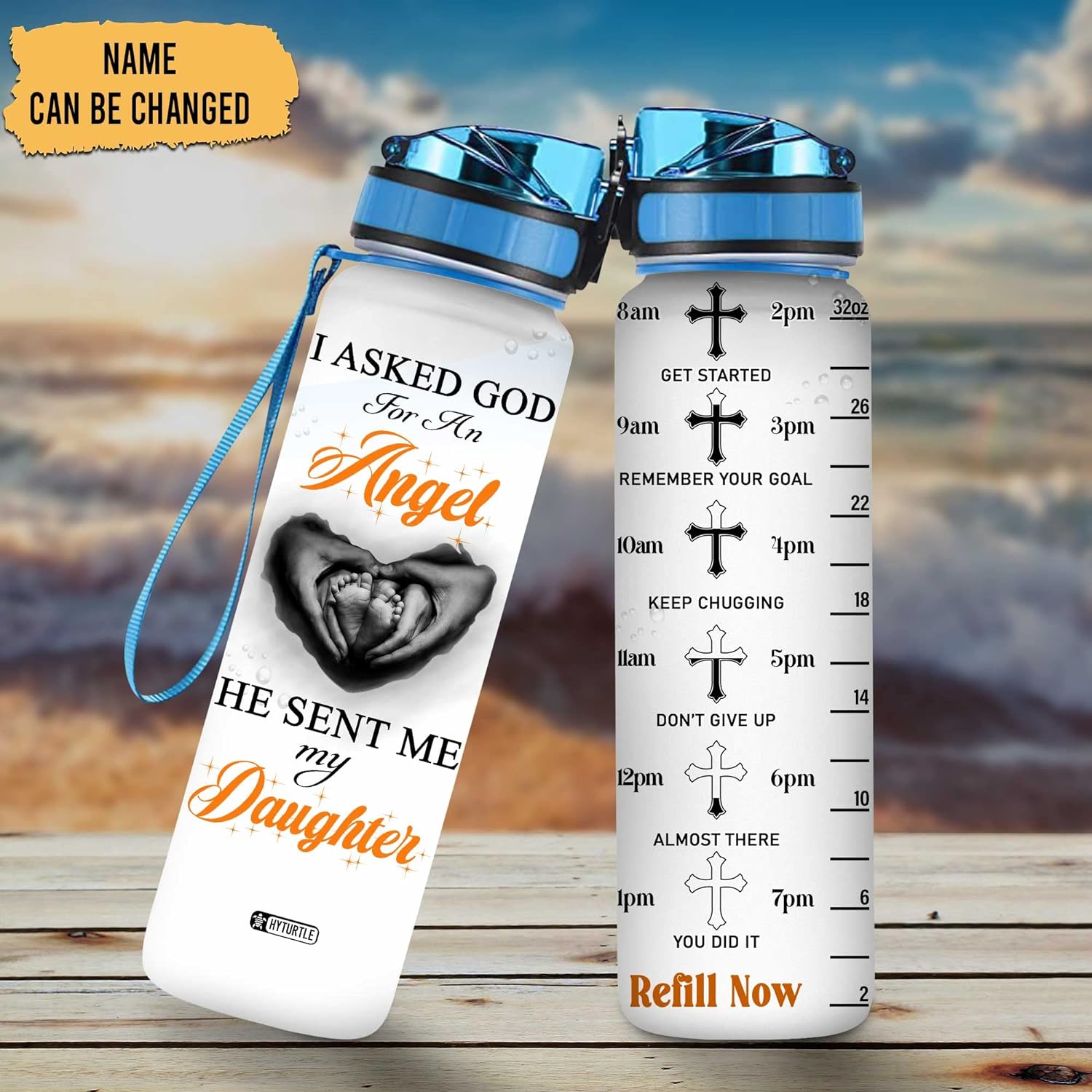 I Ask God For An Angel - Personalized Water Tracker Bottle 32oz