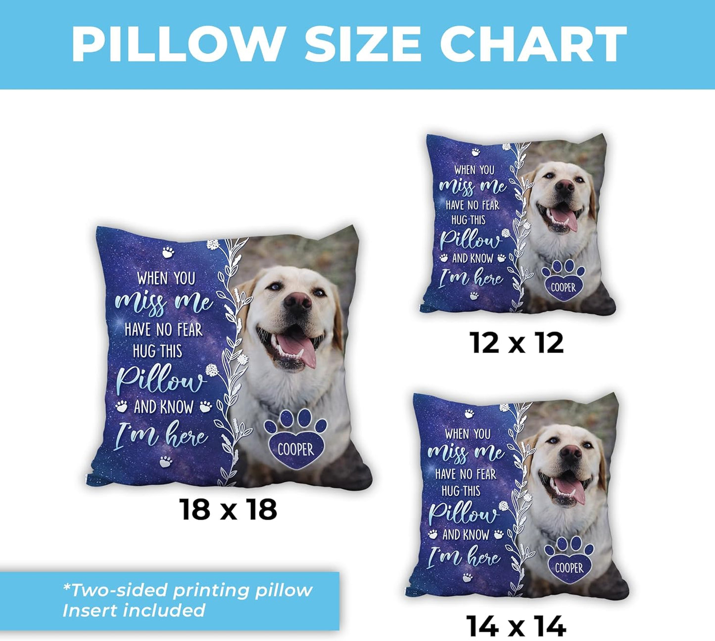 Personalized Pet Memorial Pillow with Insert – “When You Miss Me” Custom Cushion – Sympathy Gift for Pet Lovers