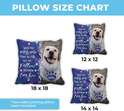 Personalized Pet Memorial Pillow with Insert – “When You Miss Me” Custom Cushion – Sympathy Gift for Pet Lovers