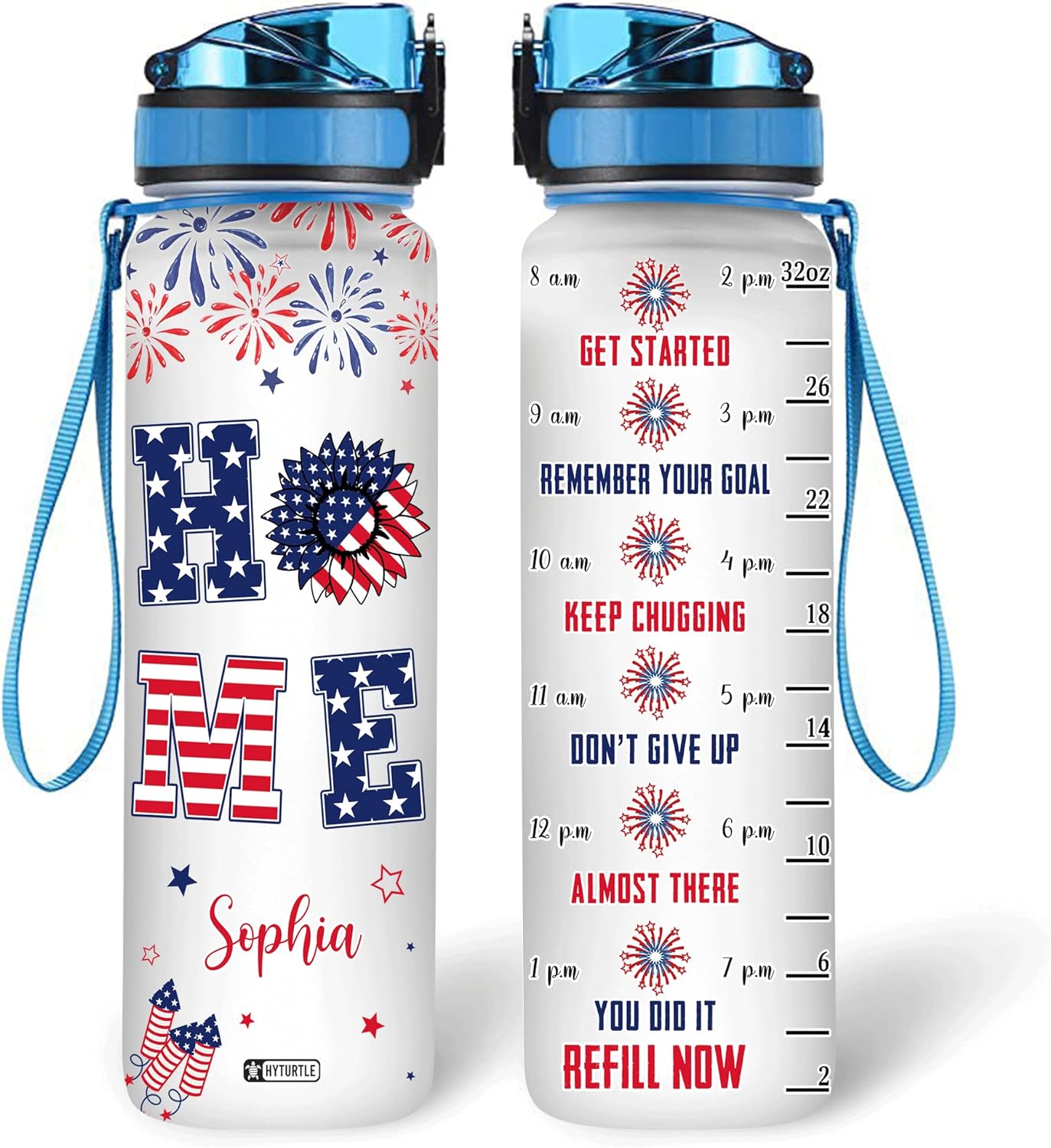 Home USA Flag - Personalized Water Tracker Bottle 32oz