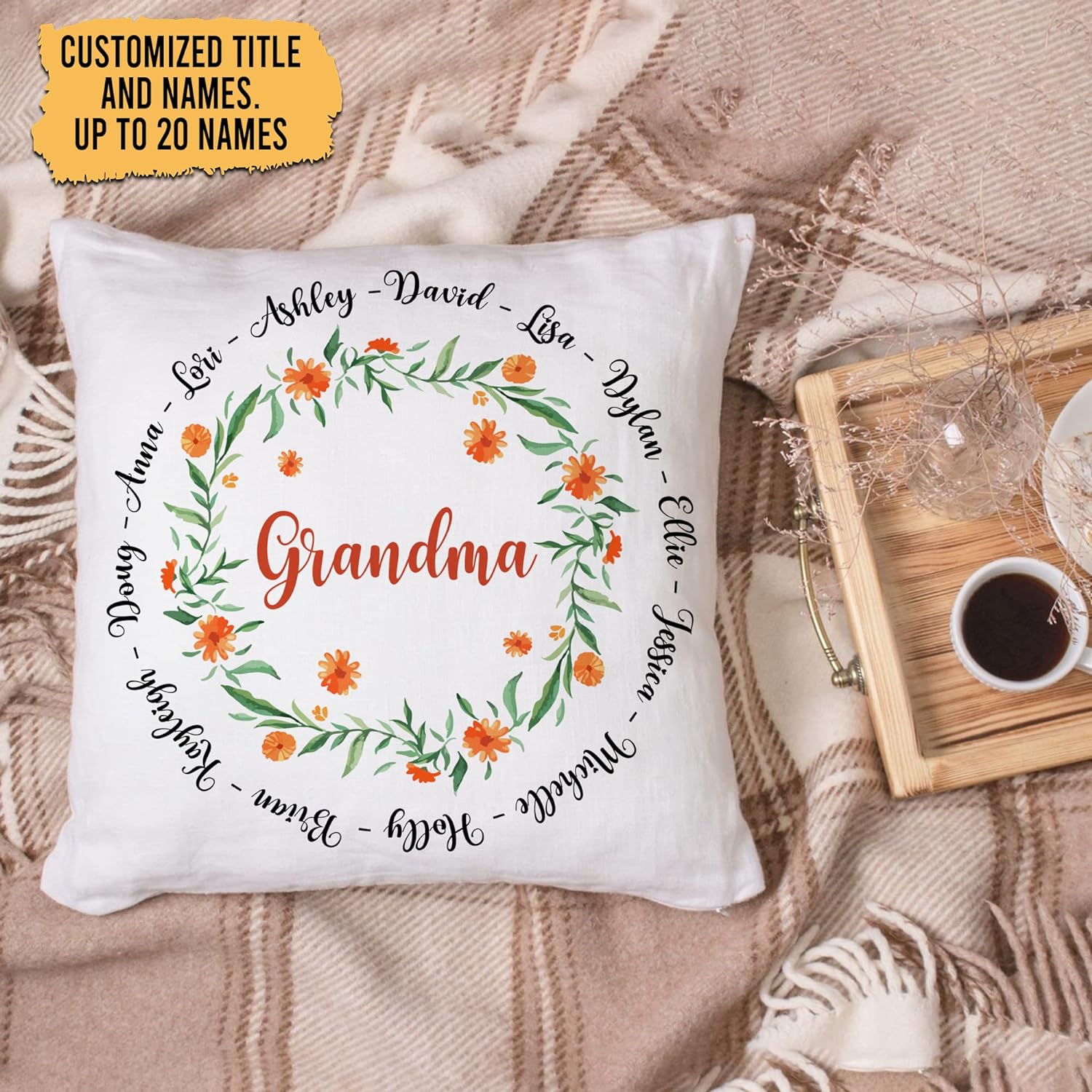 Grandma Floral Pattern - Personalized Pillow(Insert Included)