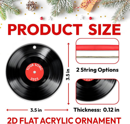 Vinyl Record Cut Acrylic Ornament – Personalized Music Christmas Gift for DJ, Musician, or Retro Lover