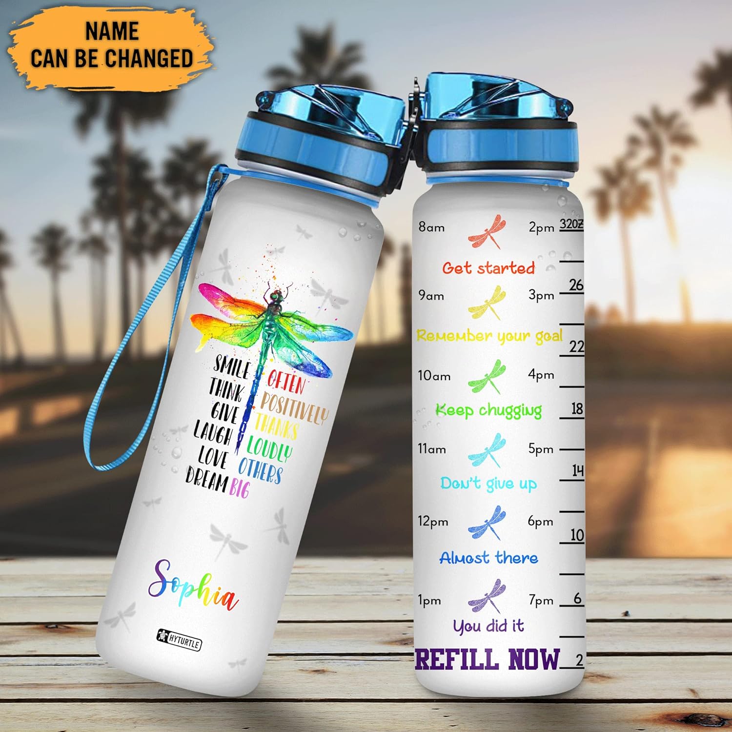 Think Positively - Personalized Water Tracker Bottle 32oz