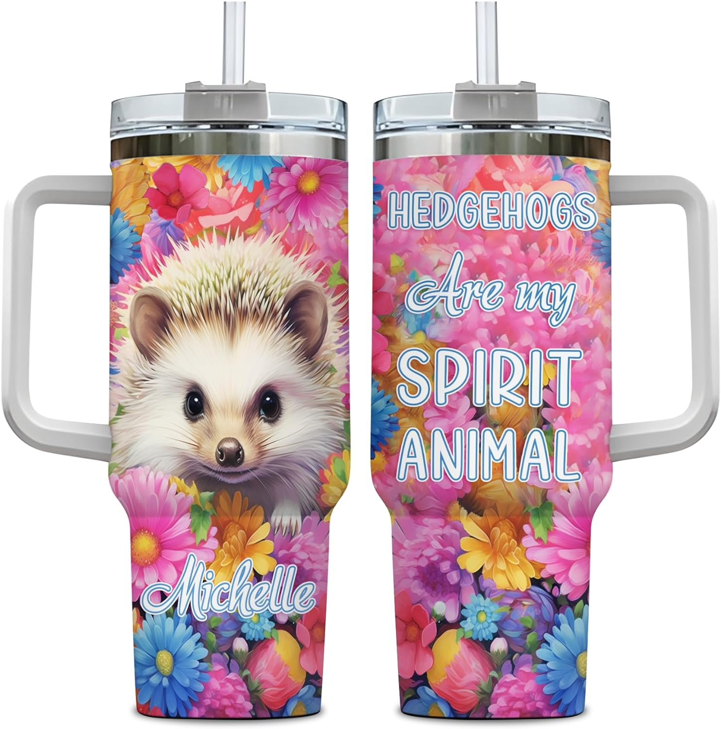 Hedgehog Are My Spirit Animal - Personalized Tumbler 40oz with Straw