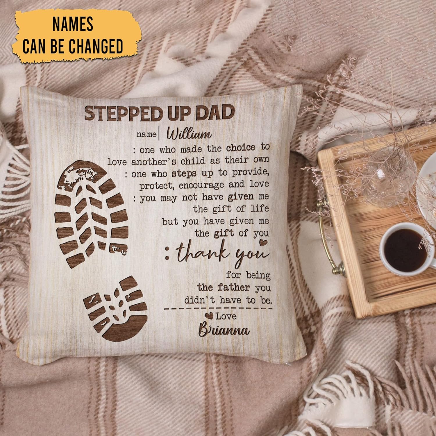 Stepped Up Dad - Personalized Pillow(Insert Included)