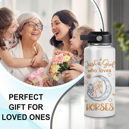 Sparkling Horse Water Bottle 32oz – Personalized Stainless Steel Insulated Bottle with Leak-Proof Lid – Stylish Gift for Horse Lovers