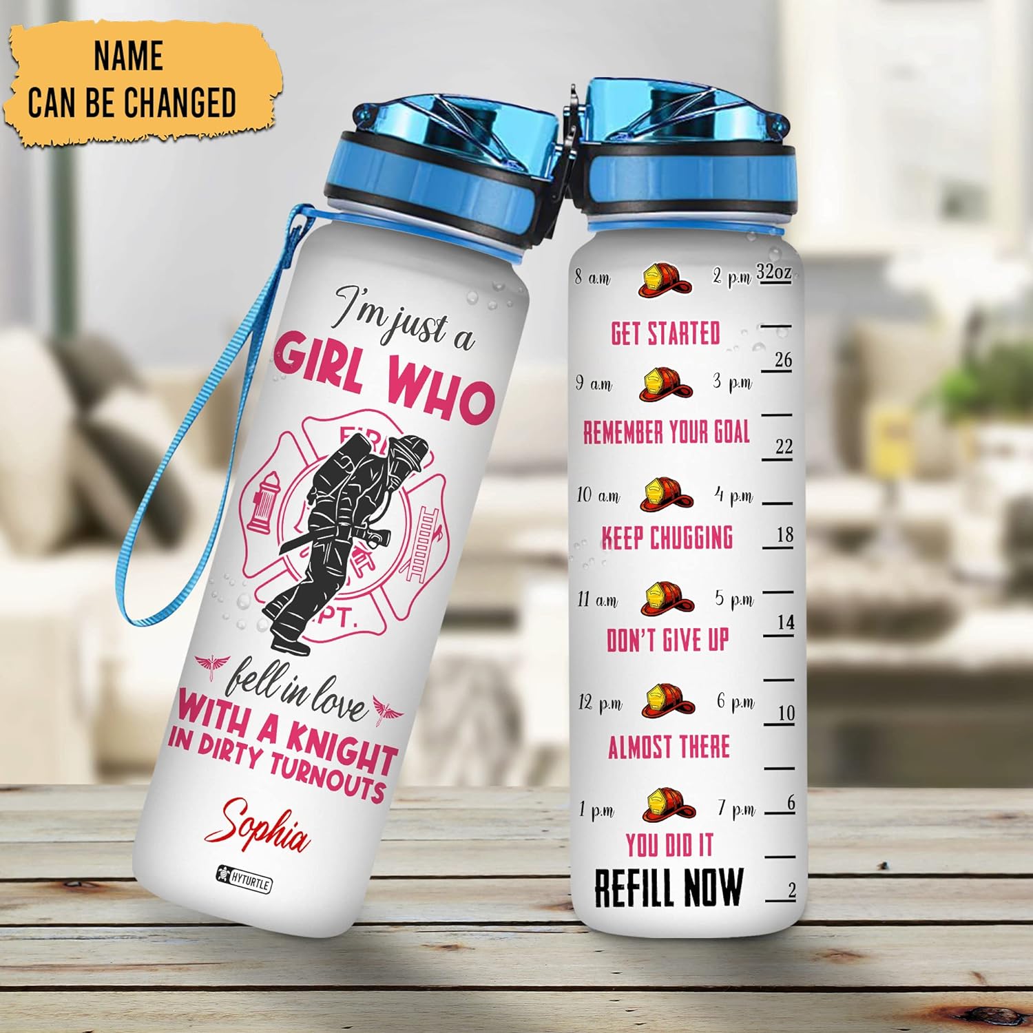 I'm Just A Girl Who Fell In Love With A Knight - Personalized Water Tracker Bottle 32oz