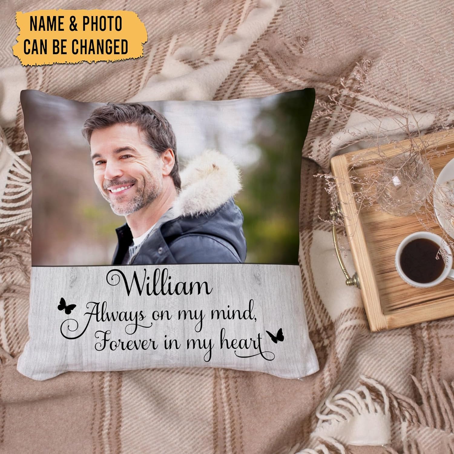 Always On My Mind,Forever In My Heart - Personalized Photo Pillow